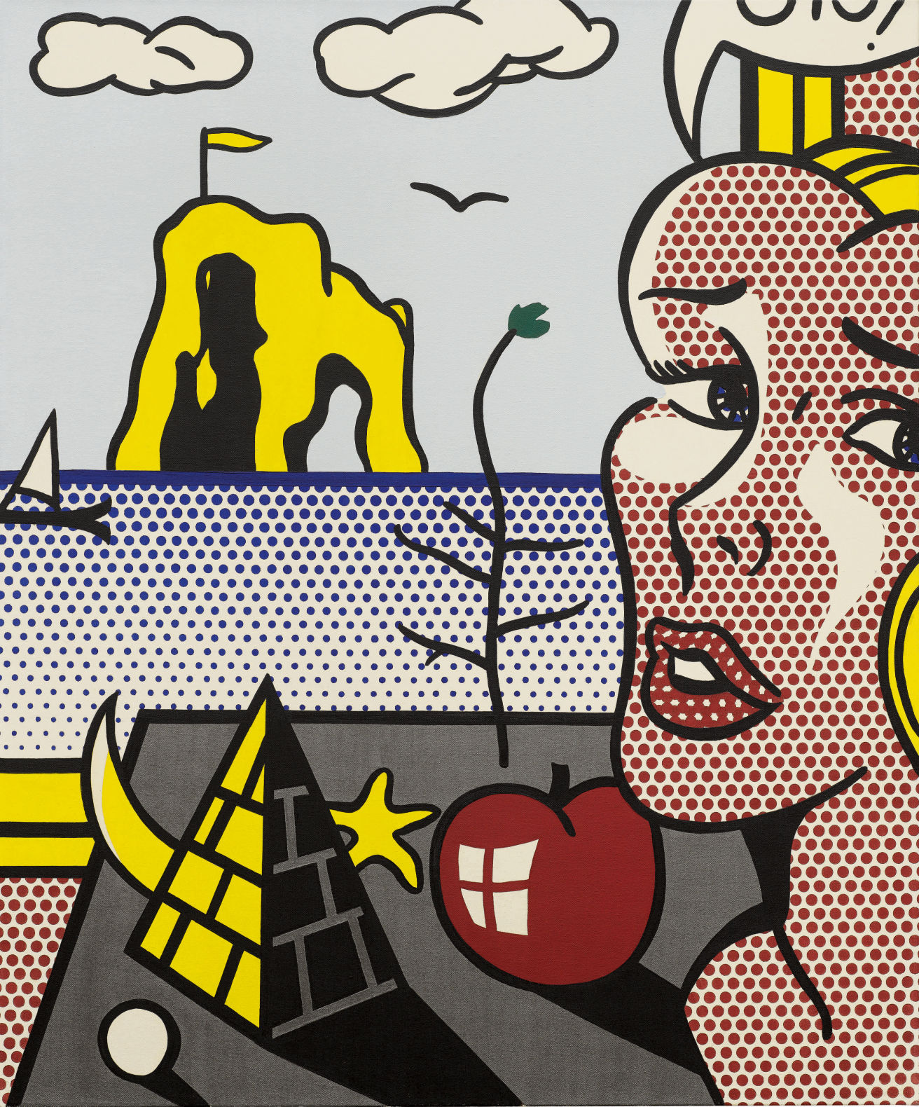 Roy Lichtenstein, Girl with Still Life in Landscape